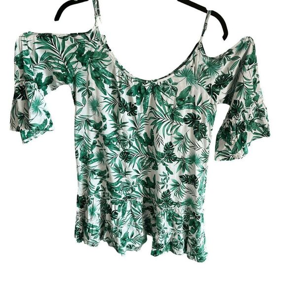 Brand New Solitare Swim Floral Palm Leaf Beach Cover Up Cold Shoulder Dress Wome - Picture 2 of 9